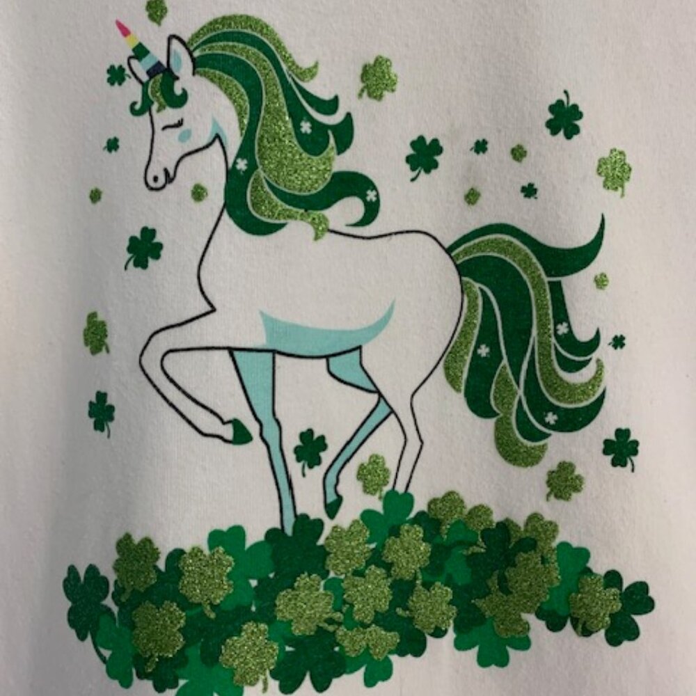 Girls "Unicorn" St. Patrick's Day T-Shirt  -   Size M (7-8) - Picture 2 of 4